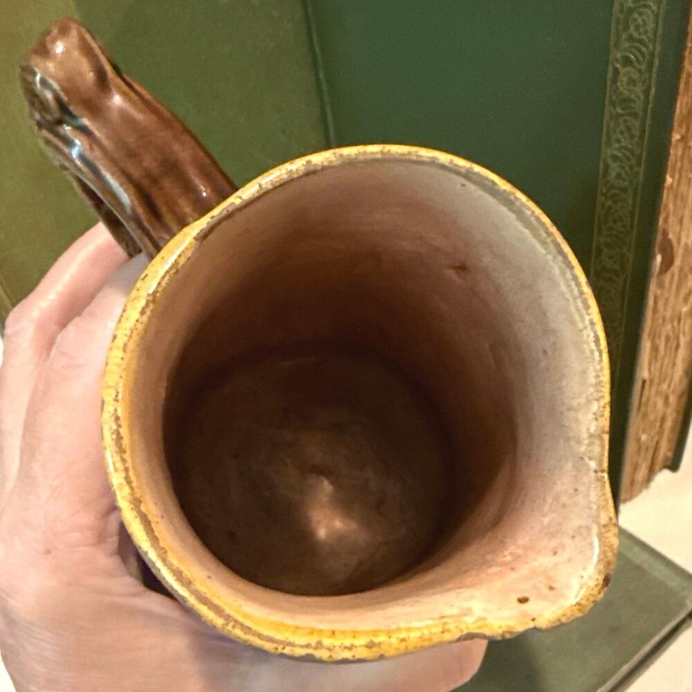 Antique English Majolica Pitcher • Relief Floral • Scroll Handle • c. 1890–1920 - Picture 7 of 14